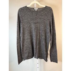 COS Wool Linen Blend Heathered Charcoal Gray Crew Neck Sweater Medium